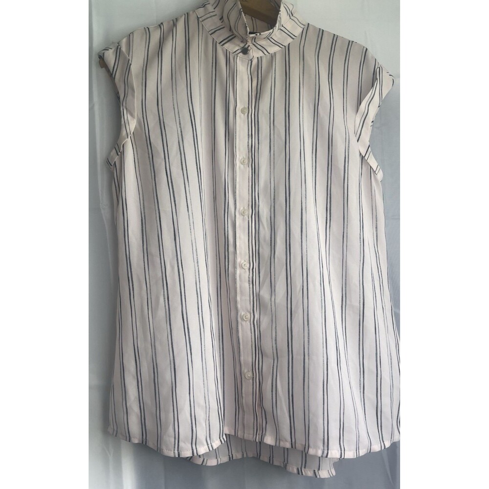 Apt. 9 Women's White Short Sleeve Button Front Blouse M Top